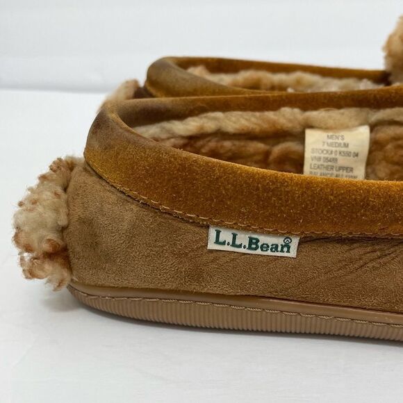 L.L Bean Men’s Wicked Good Leather Sheep Wool Lined Moccasin Slippers - Picture 9 of 15